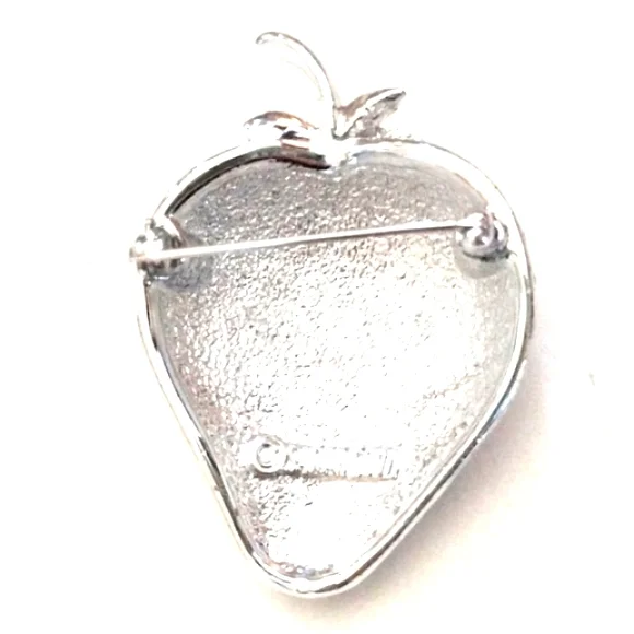 SARAH COVENTRY VINTAGE 1968 SILVER-TONE WHITE "STRAWBERRY ICE" 1x2" BROOCH PIN - Picture 5 of 6